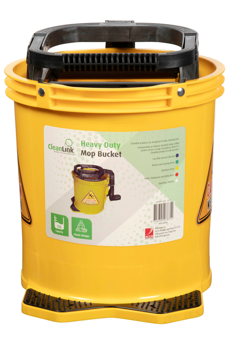 CleanLink 16L Heavy Duty Mop Bucket, Yellow