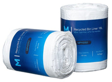 18L Waste Disposable Recycled Bin Liners with Tie Top Handle, 450mm x 500mm x 15mu, White x 1200 Pieces MPH2052