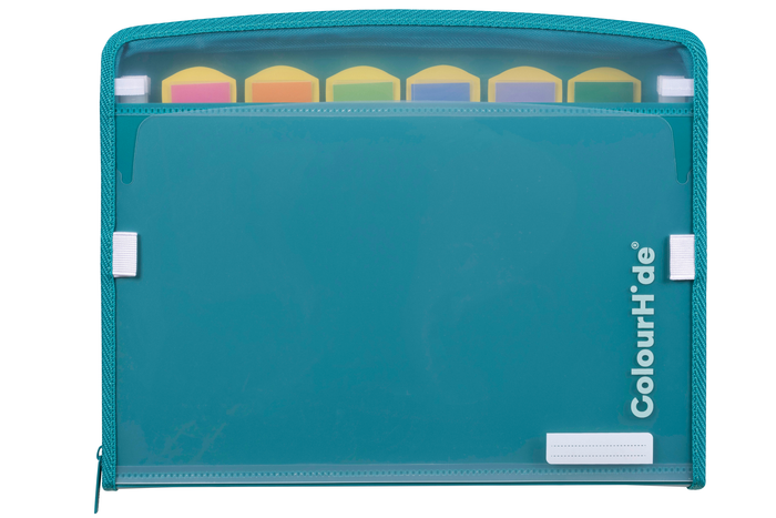 ColourHide A4 Zip-It Expanding File, Teal Green