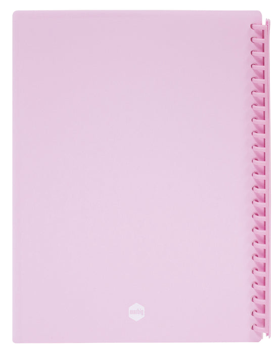 Marbig A4 20 Pocket Insertable Cover Refillable Display Book, Pastel Pink Cover