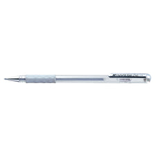 Pentel Hybrid Gel Grip Gell Roller Pen Stick K118m 0.8mm Metallic Silver - Pack of 12