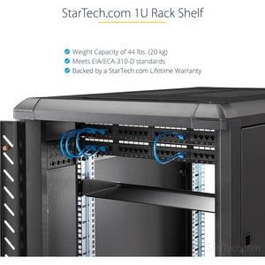 1U Rack Shelf - 10 in. Deep - 1U Server Rack Shelf - Add a sturdy 1U server rack shelf into almost any rack or cabinet IM3677758