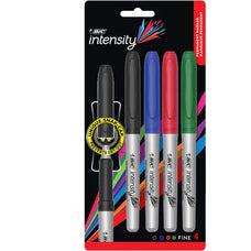 Bic Intensity Assorted Colours Permanent Marker Fine Tip 4's pack