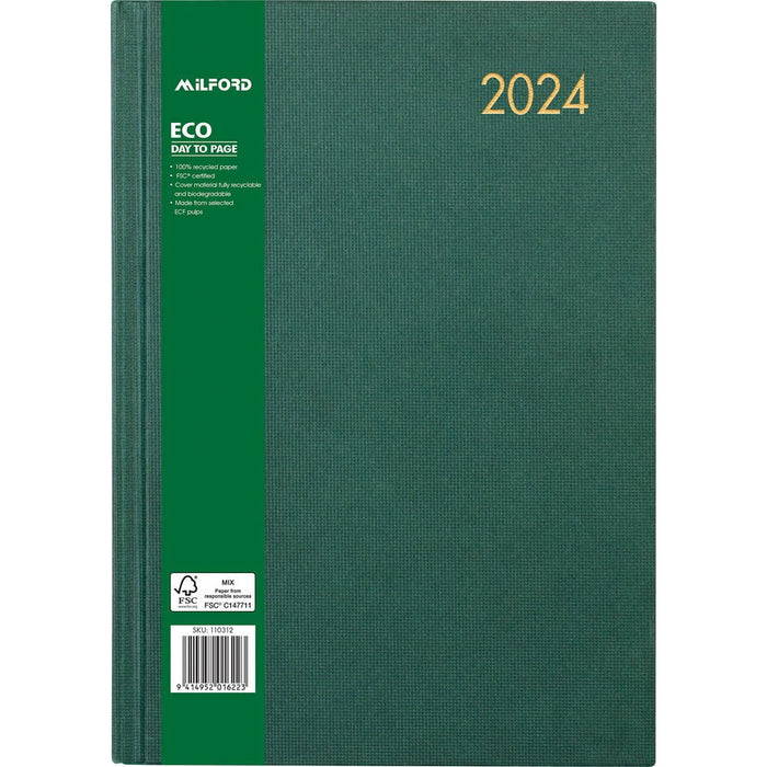 2024 Milford Eco A41 Day Per Page Appointment Diary CX110312