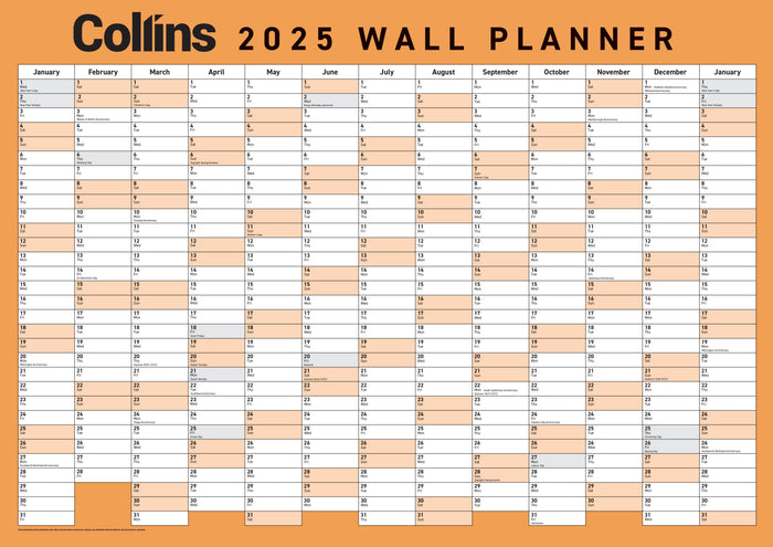 2025 Collins A3 Wallplanner, Laminated, 297mm x 420mm CX150671