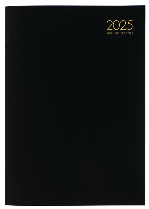 2025 Collins A4 Premium Monthly Planner, Month To View, PVC Cover, Black, 210mm x 297mm CX441677