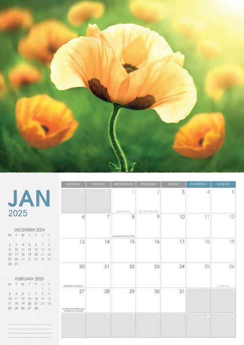 2025 Collins A4 Wall Calendar, NZ Floral, 210mm x 300mm CX11968265