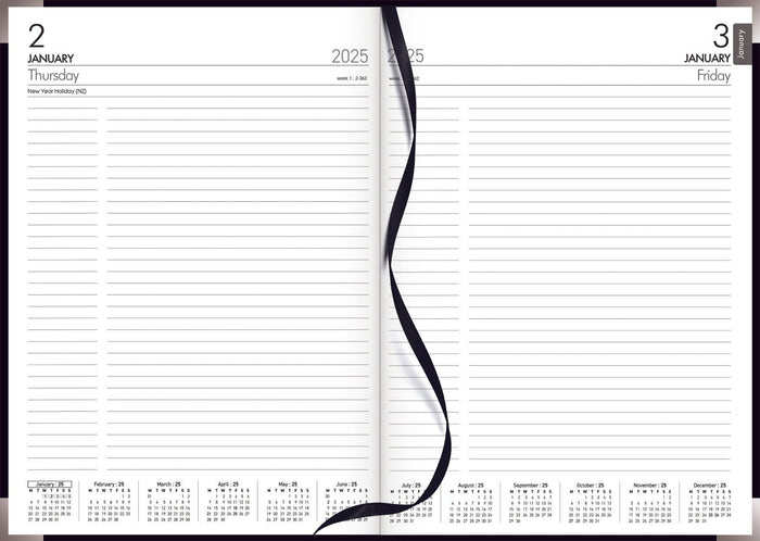 2025 Collins A41E Executive Diary, Padded PU Black Cover, Day Per Page, 210mm x 297mm CX150491