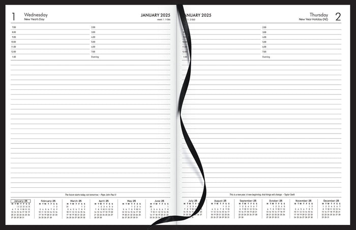 2025 Collins BD1081 Business Diary Day Per Page, Padded PU Cover, Black, 208mm x 260mm  CX441459