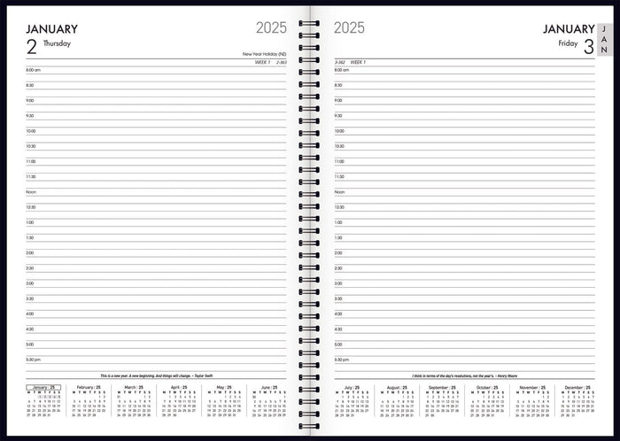 2025 Collins Boston A41 Day Per Page Diary, Black, 210mm x 297mm CX441357