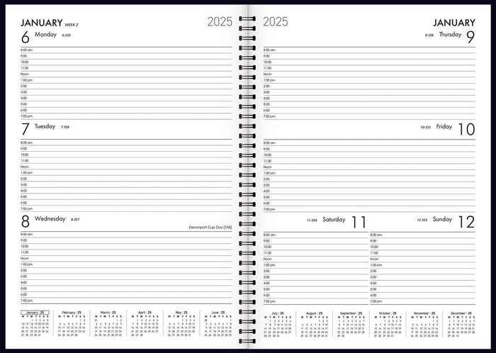 2025 Collins Boston A43 Week To View Diary, Black, 210mm x 297mm CX441361