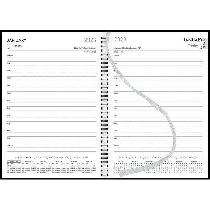 2025 Collins Boston A51 Day To Page Diary, Wiro Bound, Black, 148mm x 210mm CX441370