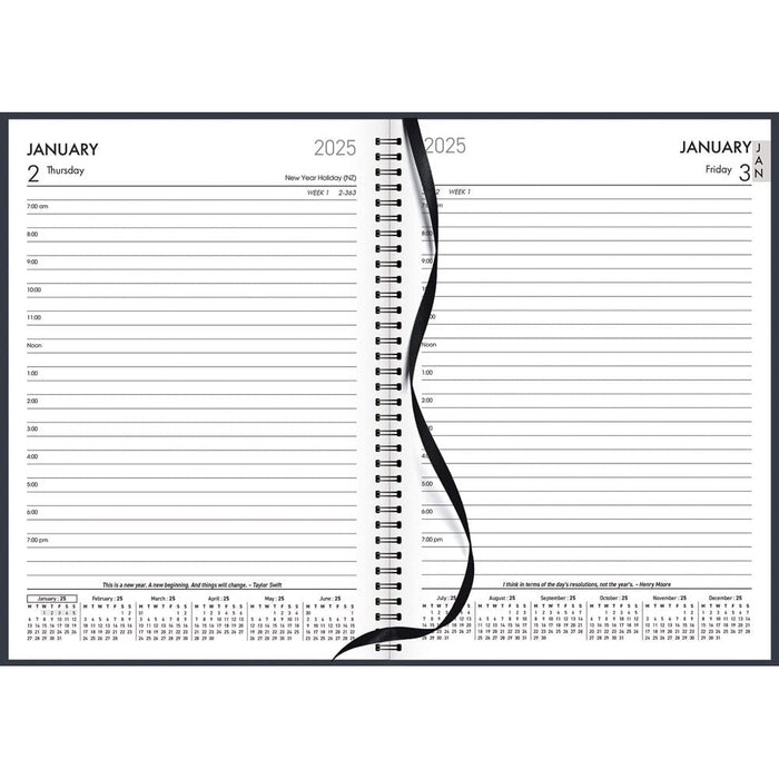 2025 Collins Boston A51 Day To Page Diary, Wiro Bound, Navy, 148mm x 210mm CX441371