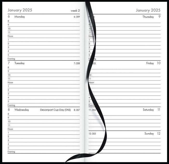 2025 Collins CW3 Appointment Diary, Week to View, Black, 80mm x 152mm    CX441465