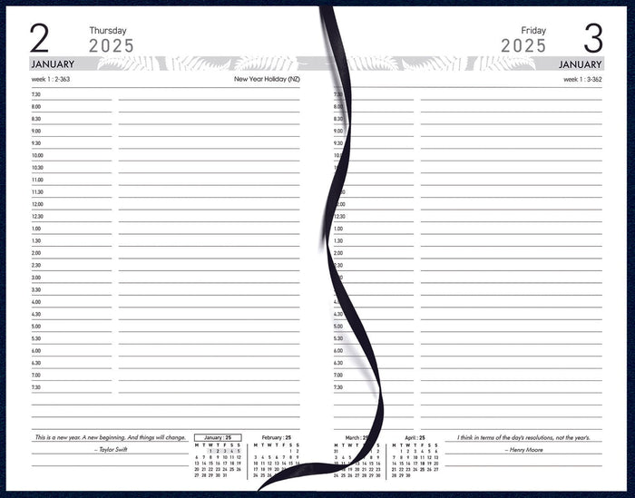 2025 Collins Diary 81A Appointment Diary, Day Per Page, Navy, 125mm x 195mm CX160236