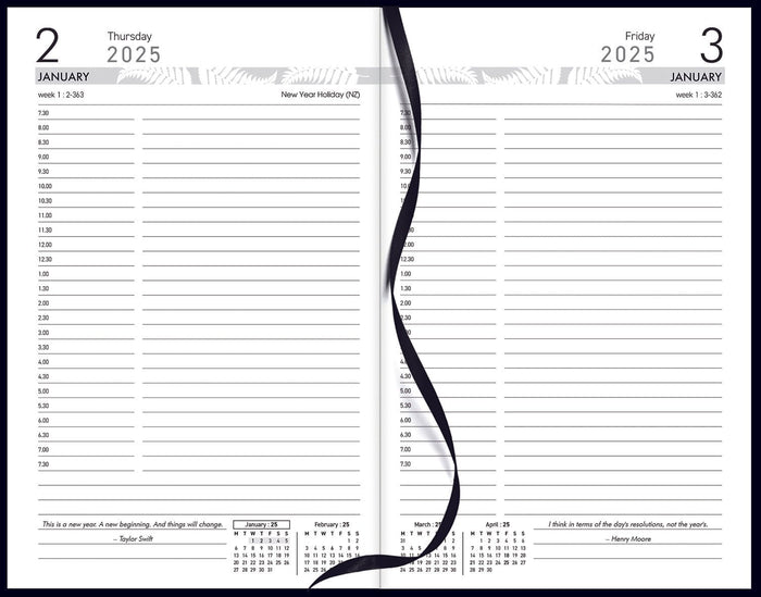 2025 Collins Diary 81EA Executive Appointment Diary, Day Per Page, Padded PU Black Cover, 125mm x 195mm Black CX160263