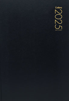 2025 Collins Diary A42 Two Day Per Page, Black, 210mm x 297mm CX150505