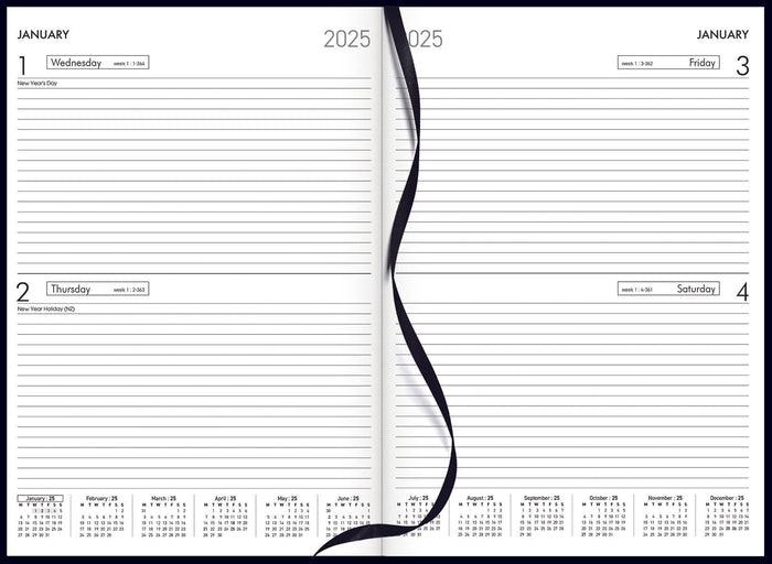 2025 Collins Diary A42 Two Day Per Page, Black, 210mm x 297mm CX150505