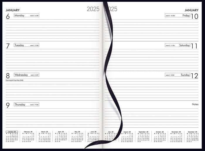 2025 Collins Diary A43 Week to View, Black, 210mm x 297mm CX150510