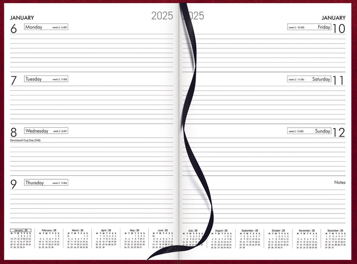 2025 Collins Diary A43 Week to View, Red, 210mm x 297mm CX150513