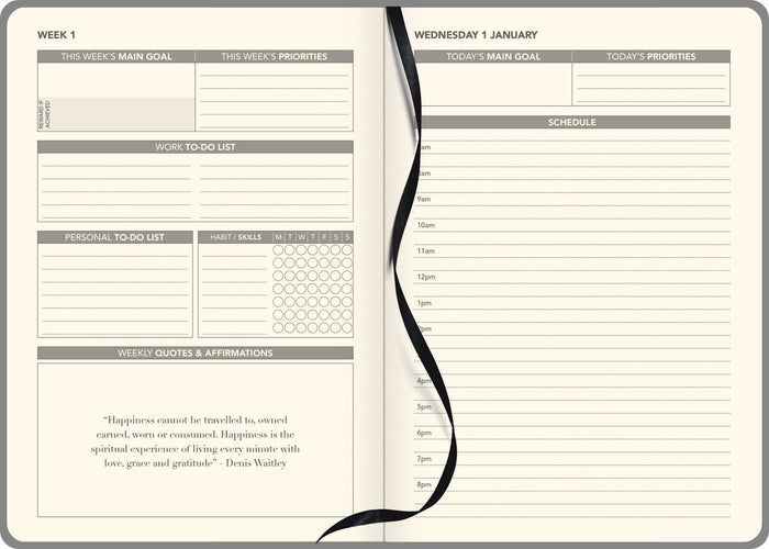 2025 Collins Diary A51, Day Per Page, Laminated Hard Cover, Gratitude & Goals, Assorted Design Cover, 148mm x 210mm CX11967589