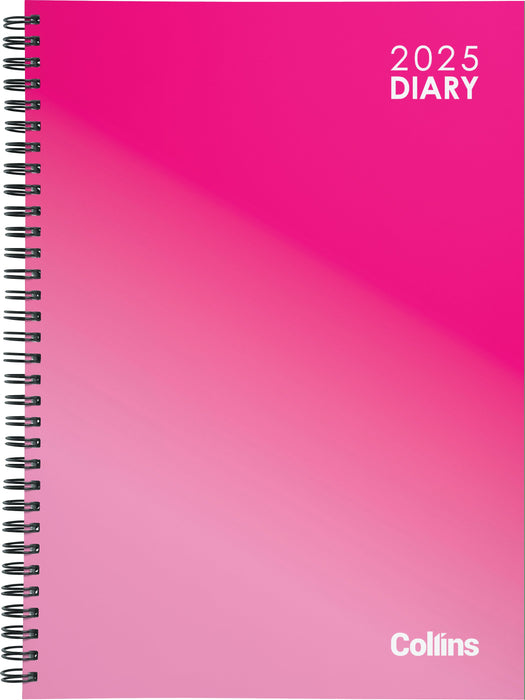 2025 Collins Diary A51, Day Per Page, Vivid Wiro Hardcover, Assorted Colours, 148mm x 210mm CX440251