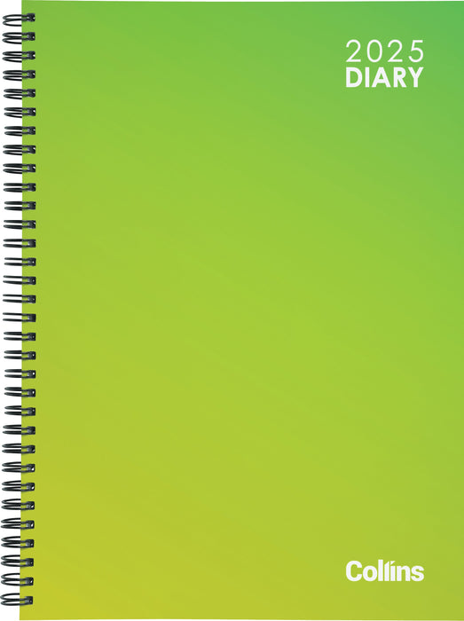 2025 Collins Diary A51, Day Per Page, Vivid Wiro Hardcover, Assorted Colours, 148mm x 210mm CX440251