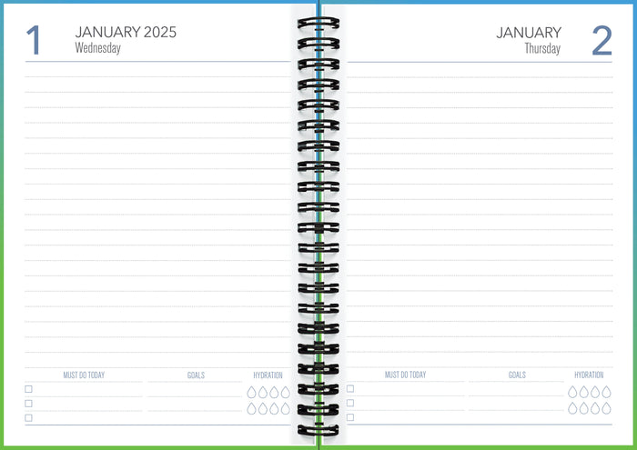 2025 Collins Diary A51, Day Per Page, Vivid Wiro Hardcover, Assorted Colours, 148mm x 210mm CX440251