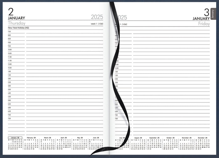 2025 Collins Diary A51A Appointment Diary, Day Per Page, Navy, 148mm x 210mm CX150546