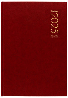2025 Collins Diary A51A Appointment Diary, Day Per Page, Red, 148mm x 210mm CX150547