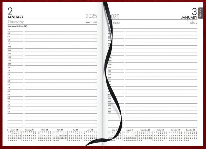 2025 Collins Diary A51A Appointment Diary, Day Per Page, Red, 148mm x 210mm CX150547
