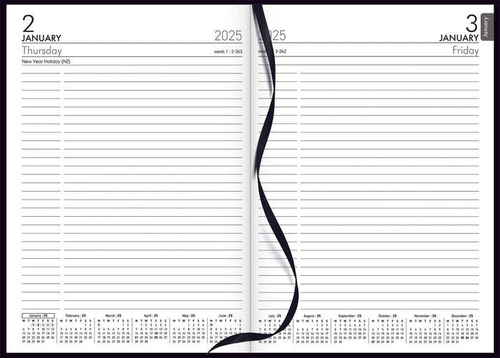 2025 Collins Diary A51E Executive Appointment Diary, Day Per Page, Firm Padded PU Black Cover, 148mm x 210mm CX436310