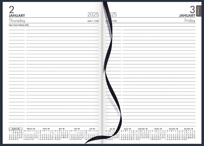 2025 Collins Diary A51E Executive Appointment Diary, Day Per Page, Firm Padded PU Navy Cover, 148mm x 210mm CX436311