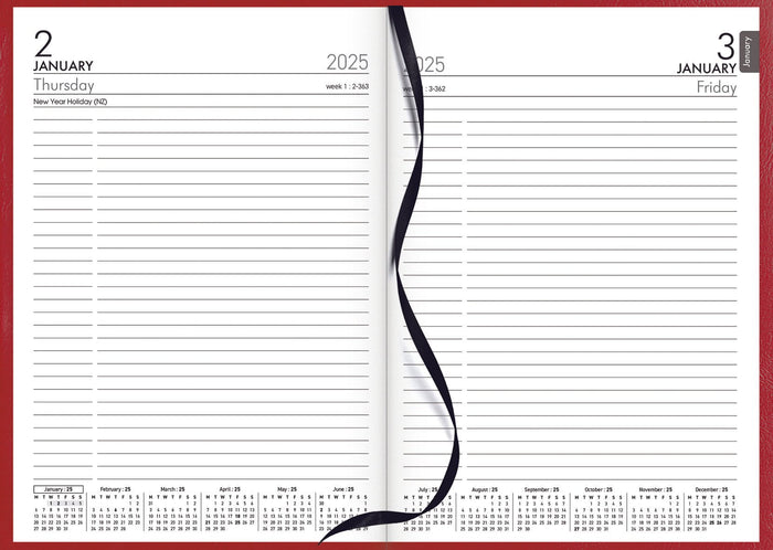 2025 Collins Diary A51P, Day Per Page, PVC Red, 148mm x 210mm CX160276
