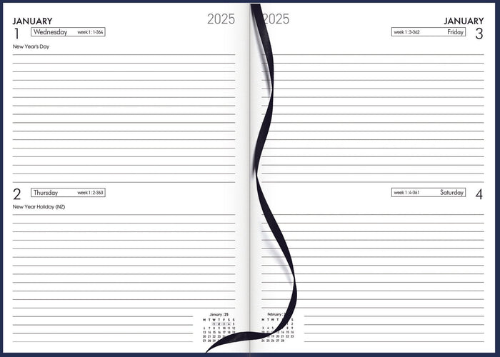 2025 Collins Diary A52, Two Day Per Page, Navy, 148mm x 210mm CX160326