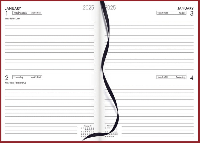 2025 Collins Diary A52, Two Day Per Page, Red, 148mm x 210mm CX160327