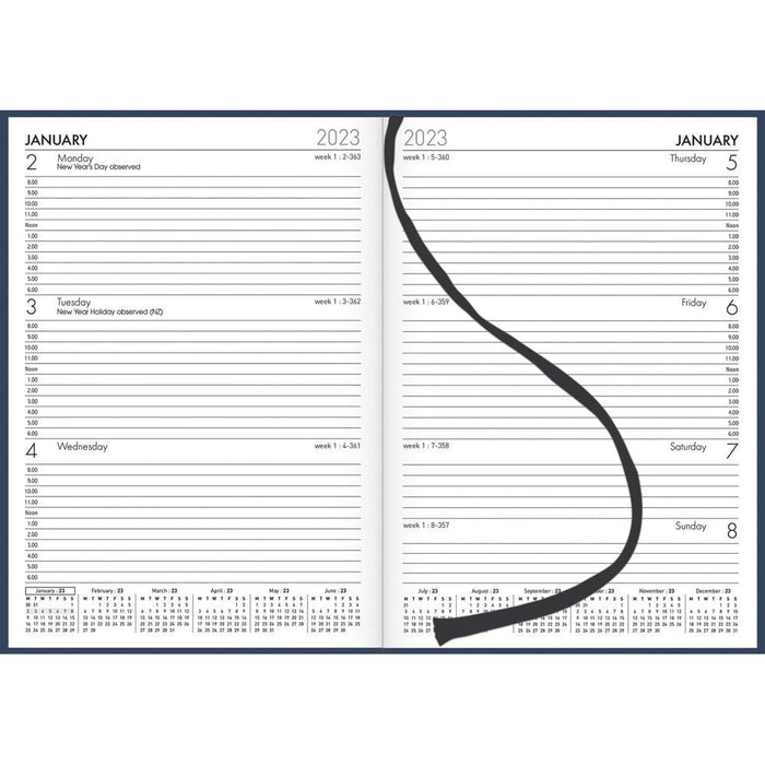 2025 Collins Diary A53, Week To View, Appointment Times, PVC Coated Paper Cover, Navy, 148mm x 210mm CX441433