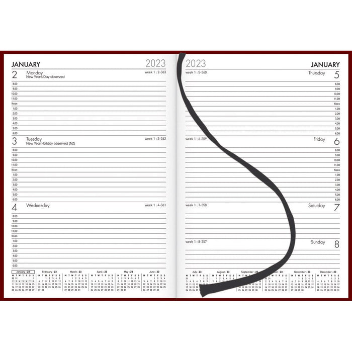 2025 Collins Diary A53, Week To View, Appointment Times, PVC Coated Paper Cover, Red, 148mm x 210mm CX441434
