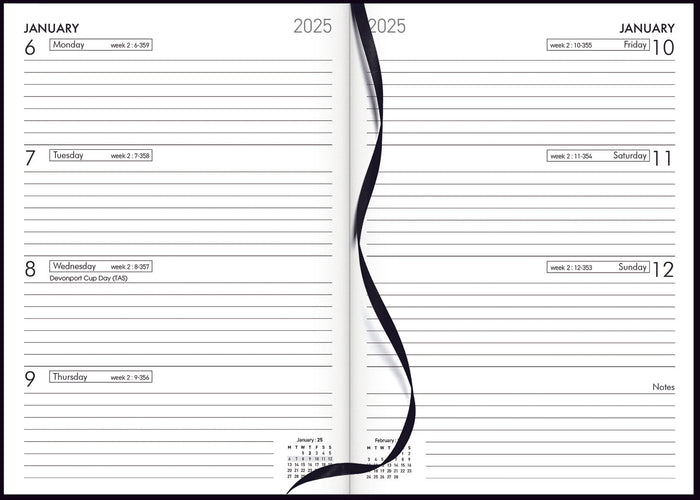 2025 Collins Diary A53, Week To View, Black, 148mm x 210mm CX160340