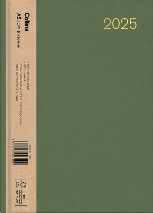 2025 Collins Diary A53, Week To View, Enviro, Assorted Colours, 148mm x 210mm CX11968186