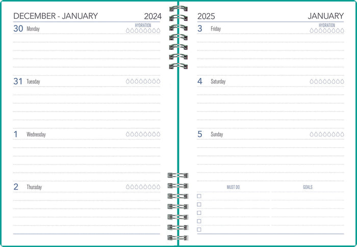 2025 Collins Diary A53, Week To View, Starburst, Wiro Bound, Assorted Design, 148mm x 210mm CX438642