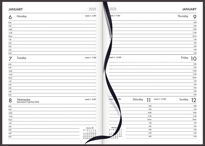 2025 Collins Diary A53A Appointment Diary, Week To View, Black, 148mm x 210mm CX150535
