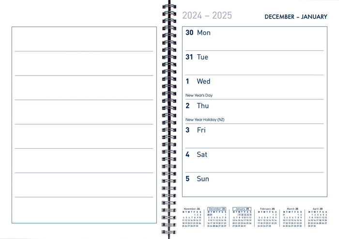 2025 Collins Diary A5TS, Week To View, 2 Sided Art Board Cover, Wiro Bound, 148mm x 210mm CX161125