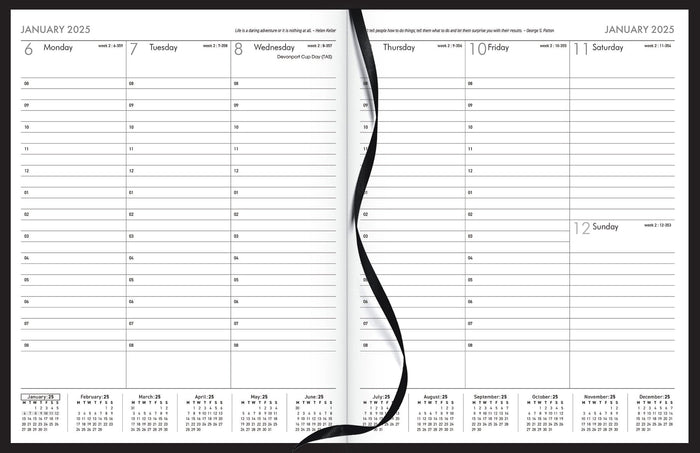 2025 Collins MD1083 Appointment Diary, Week To View, Black , 208mm x 260mm CX441461