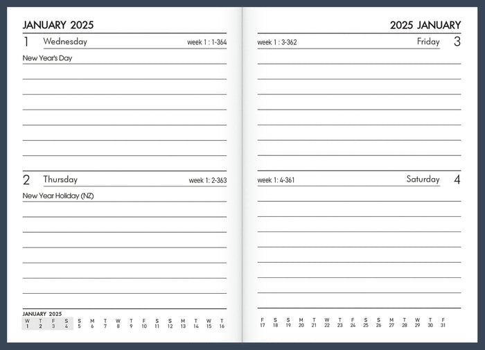 2025 Collins Pocket Diary A72, Two Days Per Page, Navy, 74mm x 105mm CX160139