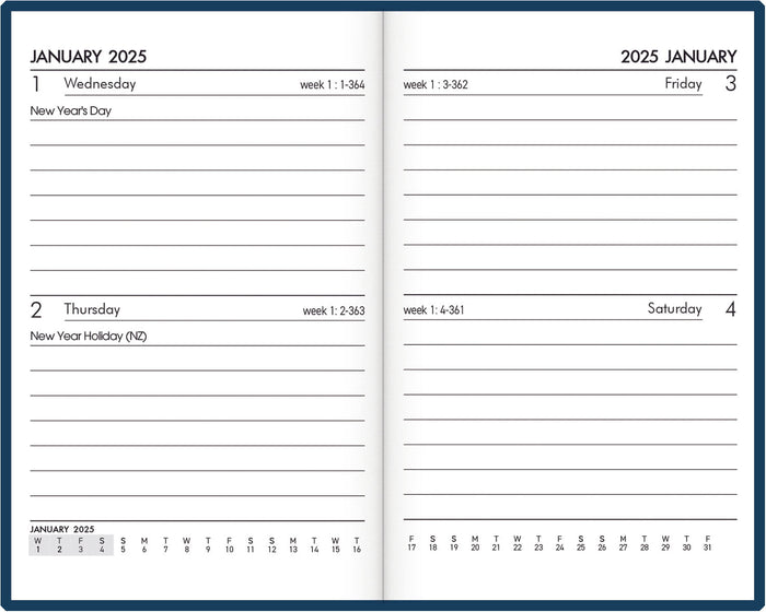 2025 Collins Pocket Diary A72P, Two Days Per Page, PVC Cover, Navy, 74mm x 105mm CX11927516