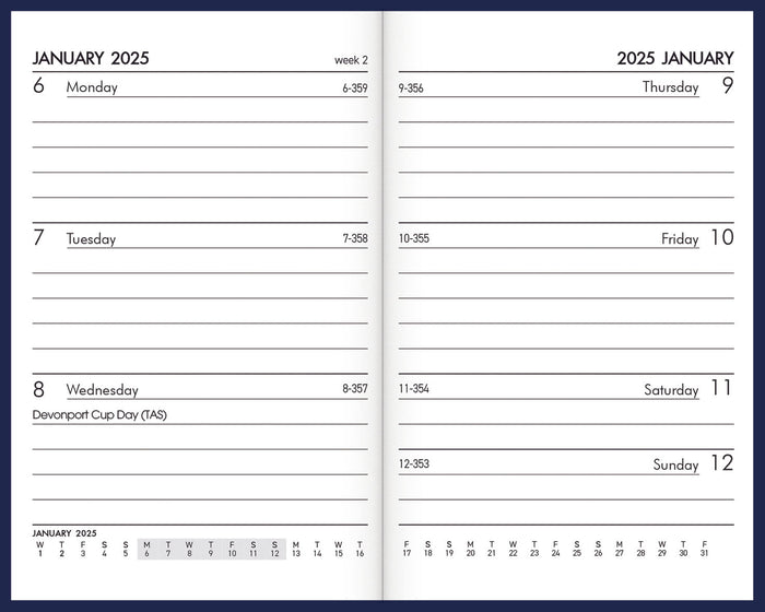 2025 Collins Pocket Diary A73P, Week To View, PVC Cover, Navy, 74mm x 105mm CX160975