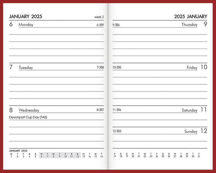 2025 Collins Pocket Diary A73P, Week To View, PVC Cover, Red, 74mm x 105mm CX160977