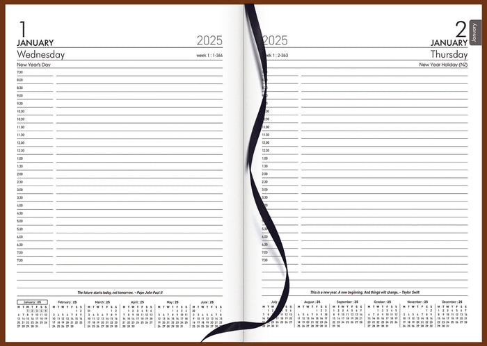 2025 Collins Rhapsody A51 Appointment Diary, Day Per Page, Soft Touch Skiver PU Cover, Cappuccino, 148mm x 210mm CX11927594