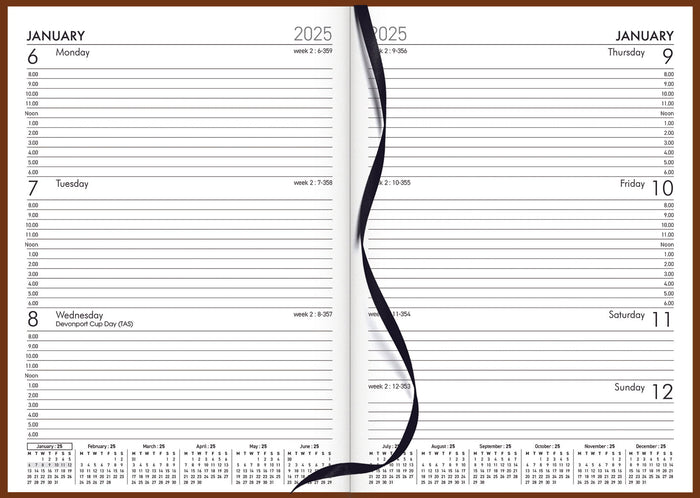 2025 Collins Rhapsody A53 Appointment Diary, Week To View, Soft Touch Skiver PU Cover, Cappuccino, 148mm x 210mm CX11927585